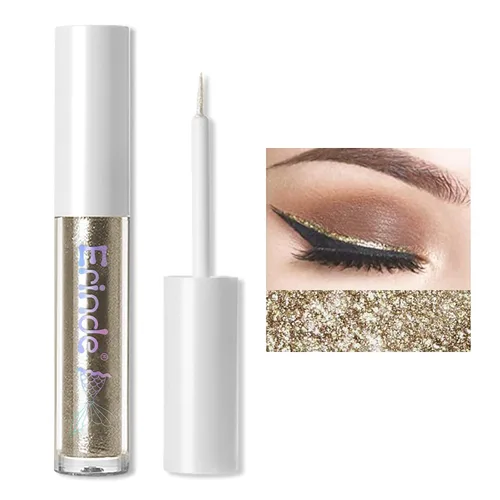 Vista 10 de Erinde Maquillaje delineador de ojos con purpurina líquida, delineador de ojos metálico brillante, resistente al agua, brillo debajo de la sombra