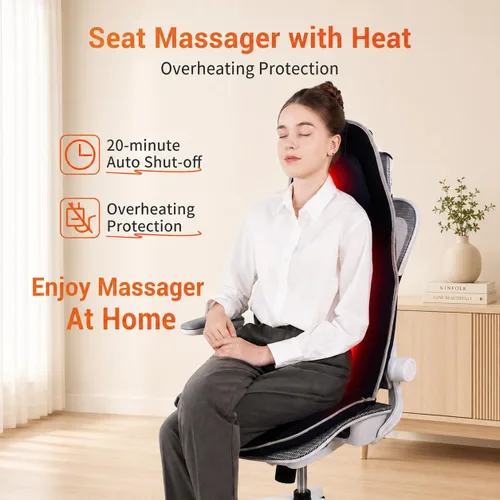 Vista 3 de SLOTHMORE Masajeador de espalda para silla con calor, vibración y soporte lumbar