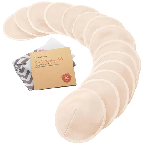 Vista 12 de Almohadillas de lactancia de viscosa de bambú orgánico, 8 almohadillas lavables para lactancia materna, bolsa de lavado, reutilizables