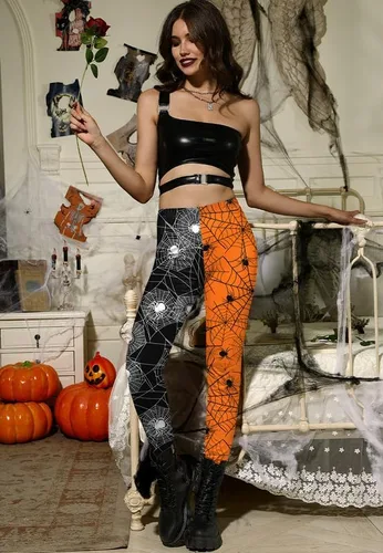 Vista 5 de Spadehill - Leggings de Halloween para mujer, pantalones elásticos con estampados divertidos