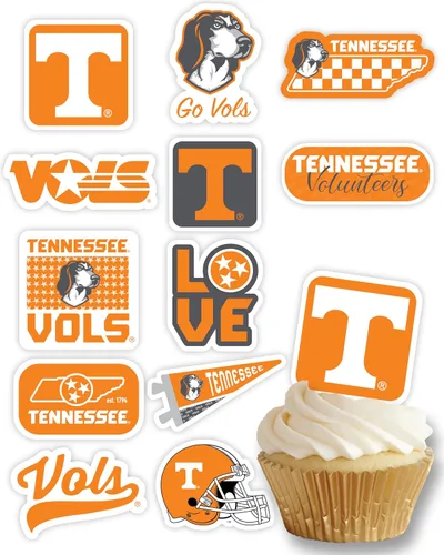 Vista 12 de Decoraciones para cupcakes de la Universidad de Alabama, suministros para fiestas de fútbol americano, cumpleaños, graduación (24 piezas)