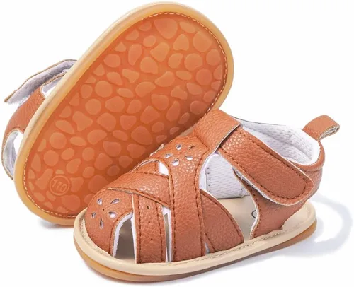 Vista 66 de Meckior Sandalias de verano con punta abierta y suave de piel sintética para bebés y niñas pequeñas