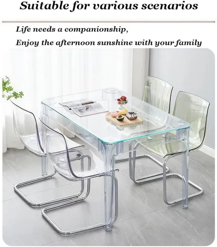 Vista 8 de Silla de comedor con respaldo transparente para el hogar, silla de acrílico de ocio de diseño minimalista, con respaldo de silla de acrílico