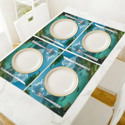 Vista 5 de Bo Hon Lsland -Vietnam Placemats Set of 6 Resistant Table Mats Washable Place Mats for Dinner Party Table Decoration