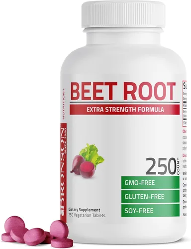 Vista 10 de Bronson Raíz de Remolacha Extra Fuerte, Sin OMG, 120 Tabletas Vegetarianas