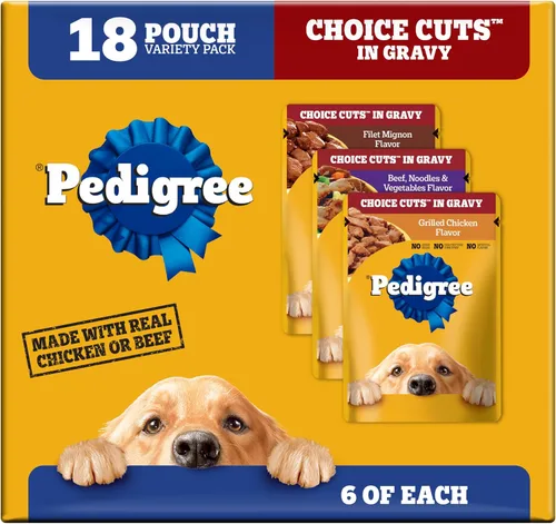 Vista 15 de Pedigree Choice Cuts - Bolsa de comida húmeda para perros, favoritos de carne de res, 3.5 onzas, 30
