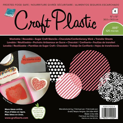 Vista 2 de Grafix FoodSafe - Película plástica artesanal – Película translúcida gruesa reutilizable (12 x 12 x 0.005 pulgadas (paquete de 4))