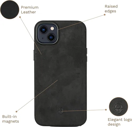 Vista 5 de DONBOLSO 14 Pro Max - Funda protectora de cuero para Apple 14 Pro Max, funda de cuero clásica con forro de microfibra antiarañazos compatible