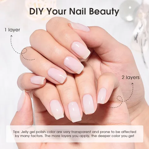 Vista 2 de COSMOO Esmalte de uñas Jelly White, 0.4 fl oz, esmalte de uñas transparente blanco transparente de secado rápido para esmalte de uñas, 0.41 onzas