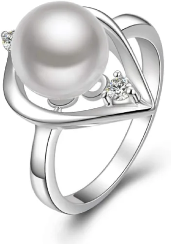 Vista 8 de Conjunto de joyas de plata esterlina 925 de moda para mujer con cristal y simulación de perlas de anillo de pendientes collar de joyería con cristal