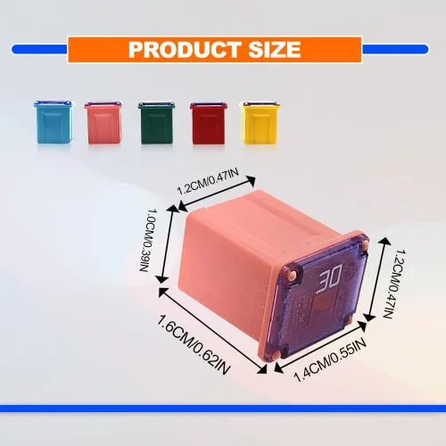 Vista 2 de Kit de fusibles de bloque pequeño cuadrado de perfil bajo para automóvil, 20A, 30A, 40A, 50A, 60A, para automóvil, SUV, RV, caravana, carrito