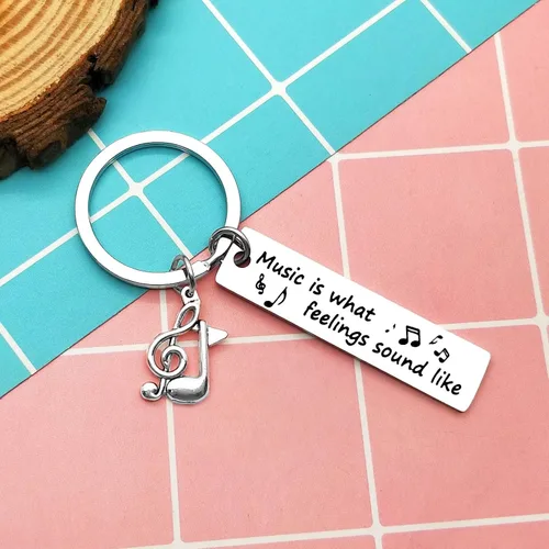 Vista 7 de Heigebi 6 llaveros de música, regalo para amantes de la música, regalos para hombres, mujeres, estudiantes, adolescentes, nota musical, llavero