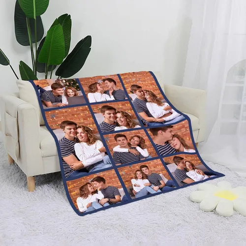 Vista 7 de Manta personalizada con imagen, manta personalizada para parejas, manta de fotos para sofá, familia, Navidad, Halloween, cumpleaños, boda, regalos