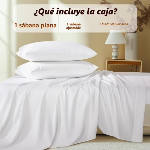 Vista 8 de Shilucheng Juego de Sábanas 100% de Algodón Egipcio - 1000 Hilos, Sábanas de Algodón de Lujo, Ropa de Cama y Fundas de Almohada Transpirables