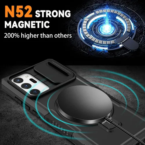 Vista 2 de Funda magnética para Samsung Galaxy Note 20 Ultra con soporte de anillo [con protector de pantalla] [Compatible con carga inalámbrica MagSafe] Funda