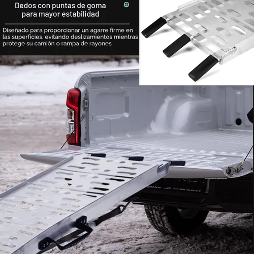 Vista 5 de MAXIVMAN - Rampa de aluminio para motocicleta con asa, capacidad de 750 libras, rampa plegable de 7.5 pies con correas de carga para camionetas