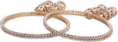 Vista 7 de Efulgenz Juego de pulseras de borla india CZ Jhumka con borla Oro