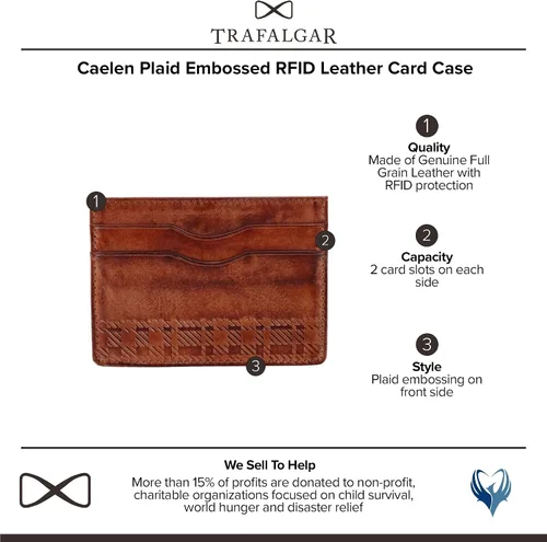 Vista 2 de Trafalgar Caelen - Tarjetero de piel RFID con relieve a cuadros