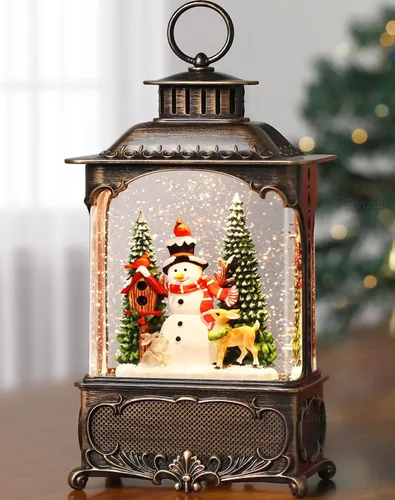 Vista 15 de Linterna de globo de nieve de Pascua, decoraciones de Pascua para el hogar con temporizador giratorio con purpurina, decoración de Pascua iluminada