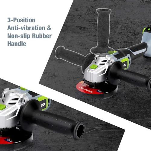 Vista 6 de WORKPRO Kit de amoladora angular inalámbrica de 20 V, 4-1/2 pulgadas, herramienta de amoladora angular ligera, batería de iones de litio de 4.0 Ah