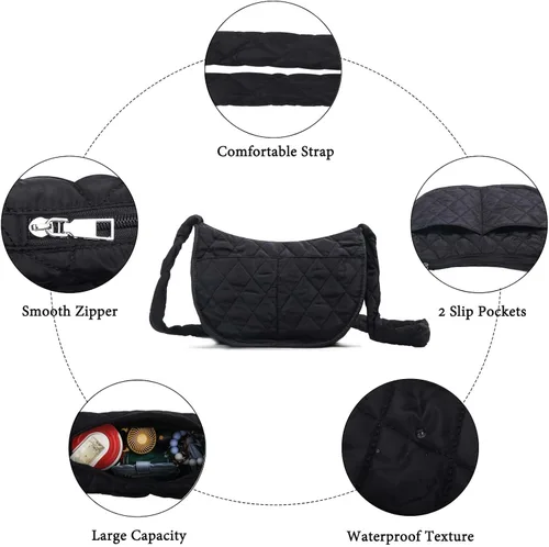 Vista 5 de Lostars Bolsa acolchada para mujer, bolsas acolchadas cruzadas, bolsas acolchadas para mujer, bolsa acolchada de algodón de plumón