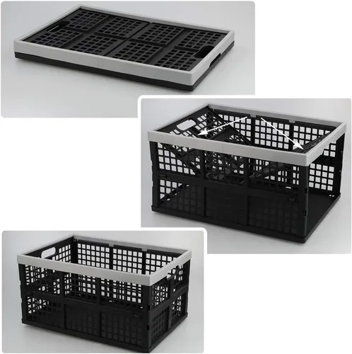 Vista 8 de Asking Cajas plegables para uso general, paquete de 4 cajas apilables de 42 L