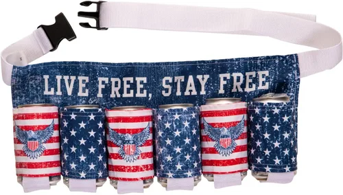 Vista 7 de Novedad USA Americana - Cinturón temático para sostener bebidas, cerveza