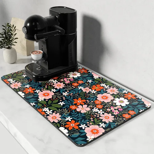 Vista 25 de Rnivvi Tapete de secado de platos para encimera de cocina, 16 x 18 pulgadas, bonita almohadilla de secado absorbente resistente al calor con goma