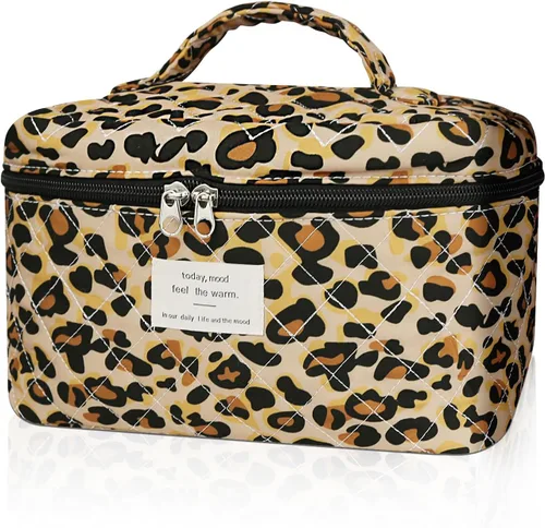 Vista 49 de Gosect Bolsa de maquillaje grande, bonita bolsa de cosméticos para mujeres y niñas, bolsa de aseo estética de coqueta floral, bolsa organizadora