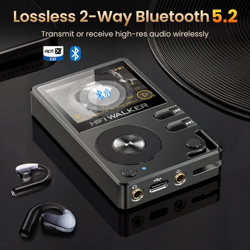 Vista 7 de HIFI WALKER Paquete de reproductor MP3 de alta resolución H2 de 64 GB y funda protectora