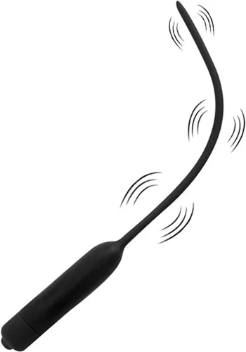 Vista 8 de Tapón uretral de silicona vibratorio con sonidos uretrales para el pene, dilatador masculino para masturbación uretral, negro (4.3 in)