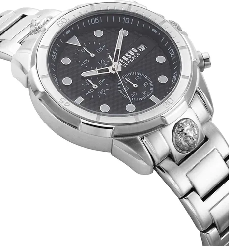 Vista 3 de Versus Versace Reloj Arrondissement 6E negro de 1.811in para hombre VSPLP0419, Plateado, Distribución 6E
