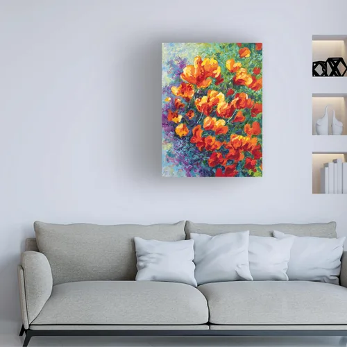Vista 3 de Lienzo decorativo para pared, diseño de Marion Rose con las amapolas cal, para sala de estar, dormitorio u oficina, 14 x 19 pulgadas