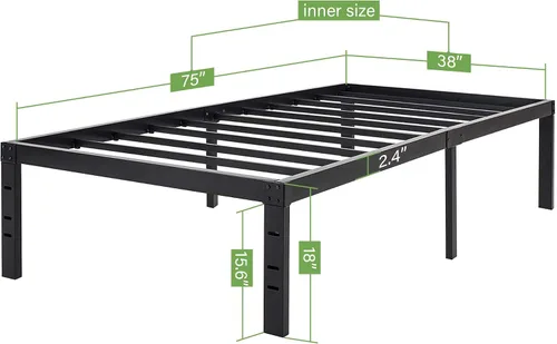 Vista 3 de 45MinST Marco de cama de almacenamiento máximo de 18 pulgadas, plataforma reforzada, 3500 libras, resistente, fácil montaje, base de colchón