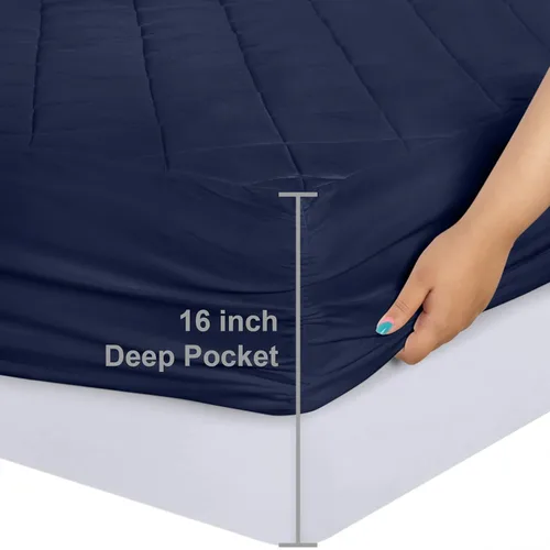 Vista 3 de Utopia Bedding - Funda acolchada ajustada para colchón, tamaño matrimonial, protector y cubierta de colchón elástico con bolsillo profundo que se