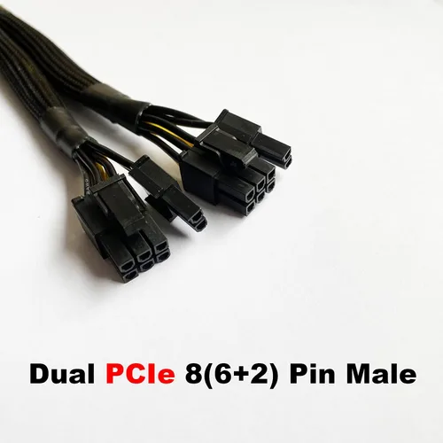 Vista 3 de GPU PCI-e 8 pines hembra a doble 8 (6+2) pin macho PCI Express trenzado con manga divisor cable de alimentación 9 pulgadas (paquete de 3)