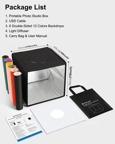 Vista 8 de PULUZ - Caja de estudio fotográfico, mini caja de luz plegable, anillo de luz LED, portátil, estudio fotográfico, fotografía, tienda de campaña, kit