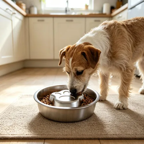 Vista 6 de Cuencos de acero inoxidable para perros de alimentación lenta, cuenco de comida lenta para perros y gatos, capacidad de 1 taza, soporte de comida