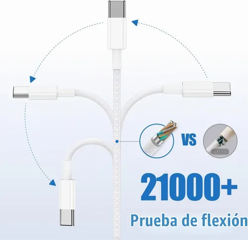 Vista 8 de [Certificado MFi de Apple] Cable Carplay para iPhone 18, cable de carga rápida, paquete de 3 Blanco