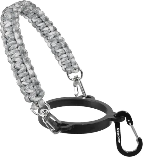 Vista 10 de HydroCord 2.0 - Mango de paracaídas para botellas de 12 a 40 onzas, color negro Anillo de boca ancha y mosquetón, compatible con Hydroflask 1.0