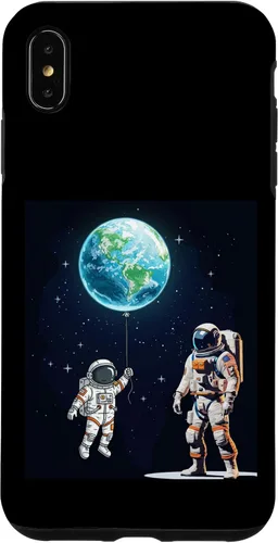 Vista 11 de Astronauts in Space Parent & Child in spacesuits with Planet Case for iPhone 16