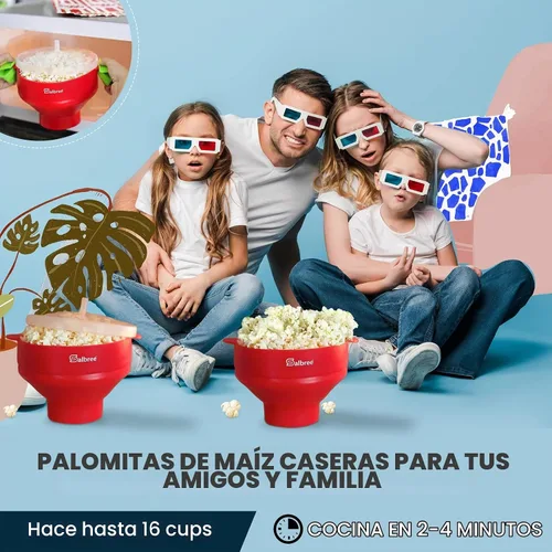 Vista 6 de El original Salbree palomitas de maíz para microondas, máquina de palomitas de maíz de silicona, cuenco plegable apto para microondas - palomitas