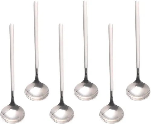 Vista 9 de 6 cucharas de café negras, cucharas de café espresso de acero inoxidable 18/8, mini cuchara de té Vogue de 5.2 pulgadas, cuchara pequeña agitadora