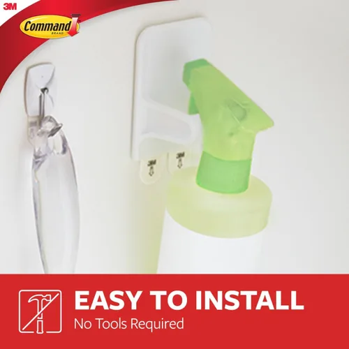 Vista 4 de Command Colgadores de botellas con pulverizador, capacidad para hasta 32 onzas líquidas, 2 ganchos con 4 tiras, soporte para botella de spray sin