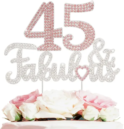 Vista 15 de 25 y fabulosa decoración de pastel de diamantes de imitación dorados y rosados – Feliz cumpleaños 25 años saluda a 25 años de edad, decoración
