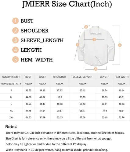 Vista 6 de JMIERR Camisas de lino para hombre, camisas casuales de playa de manga larga con botones