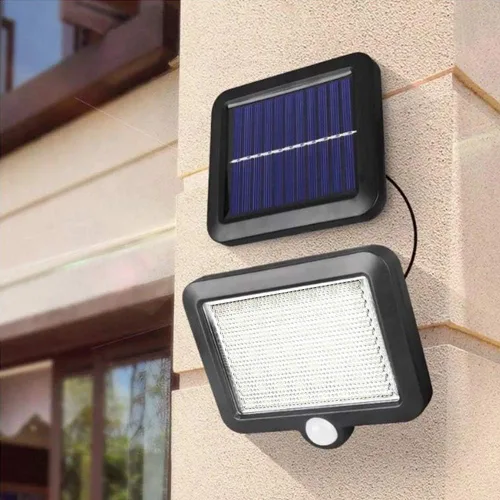 Vista 5 de Aolyty Luces solares con sensor de movimiento para exteriores e interiores con panel solar separado, diseño desmontable, 56 LED con control de luz