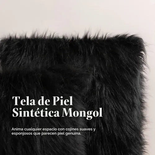 Vista 3 de Fundas de cojín Phantoscope serie de lujo, fundas de cojín de piel sintética estilo Mongolia, para sofá, cama y silla Negro
