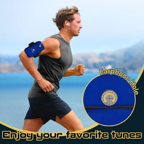 Vista 4 de FitNation Banda de brazo para teléfono para correr – Soporte de teléfono resistente al agua para correr – Cinturón ajustable para teléfono celular