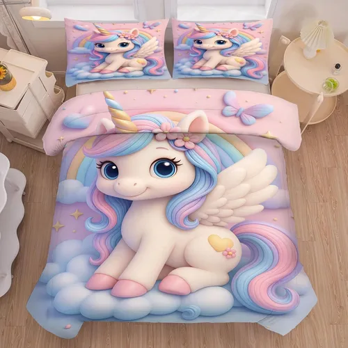 Vista 34 de kxry Lindo juego de edredón de niña negra, juegos de ropa de cama individual de niña afroamericana para niños, bonito edredón de nubes estrelladas